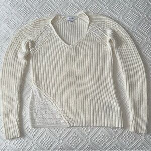 Calvin Klein off-white v-neck sweater with lace oversized XS